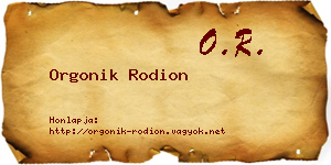 Orgonik Rodion névjegykártya